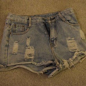 Low-Rise Acid-Washed Jean Shorts